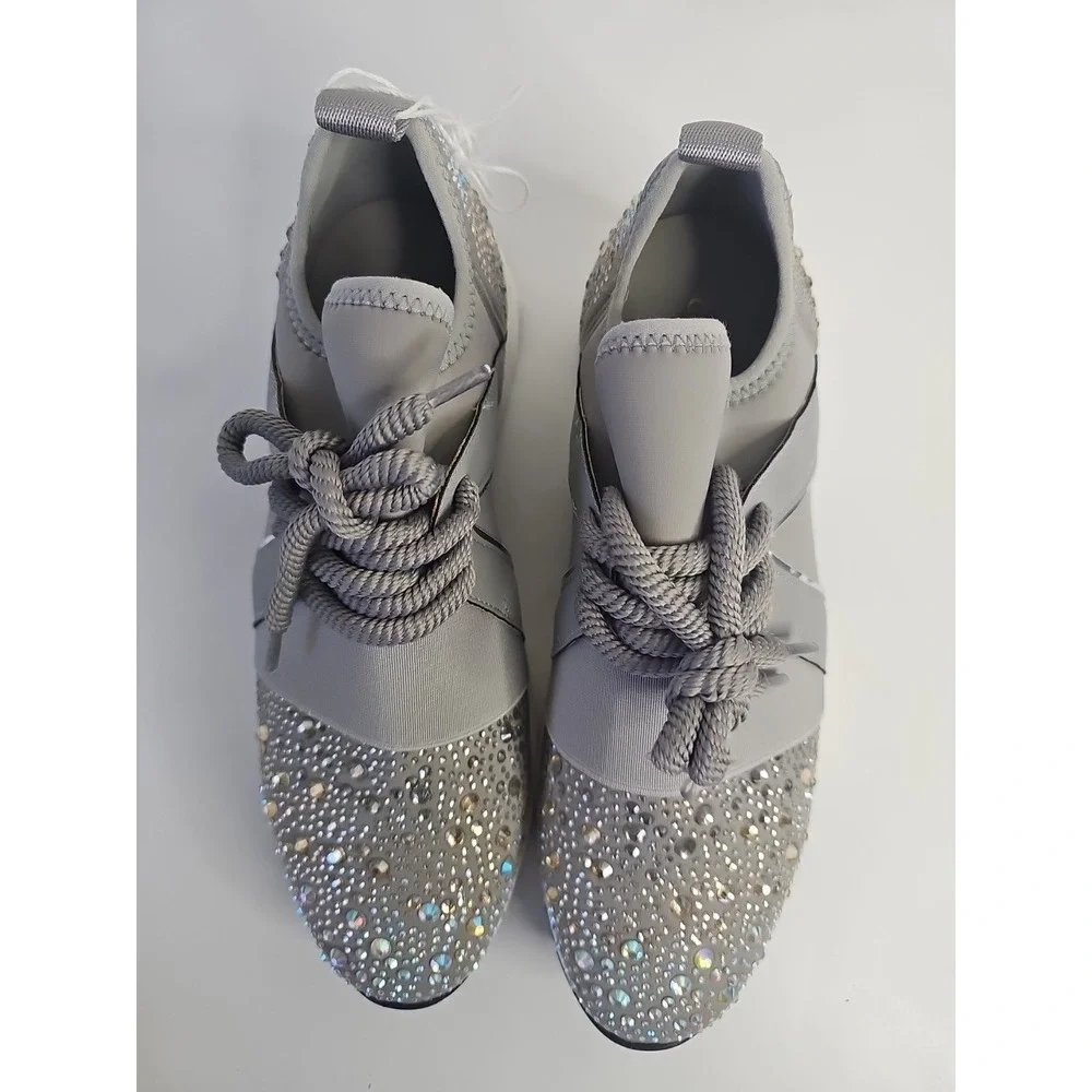 Carvela Women's Lament Bling Embellished Sneakers  Gray Size 38.5 - Picture 9 of 10